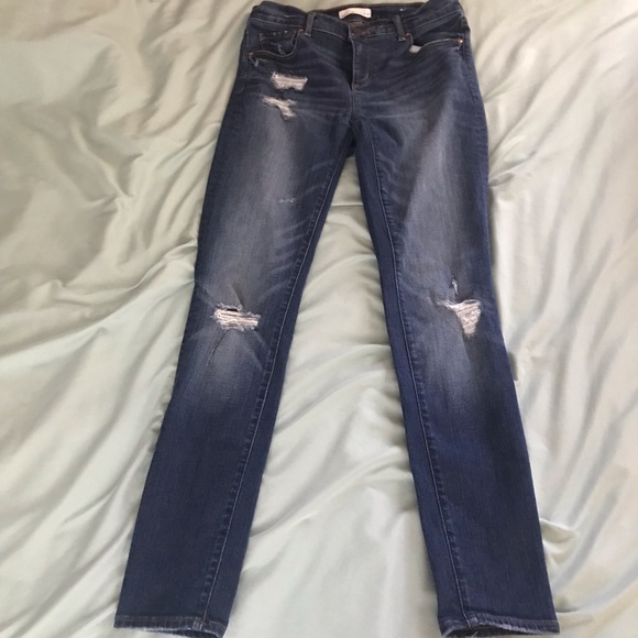 Loft distressed skinny jeans-mid rise - Picture 1 of 8